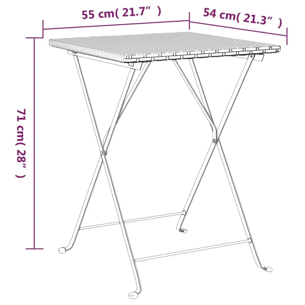 Folding Bistro Table Black 55x54x71cm Garden Patio Outdoor Dining Furniture