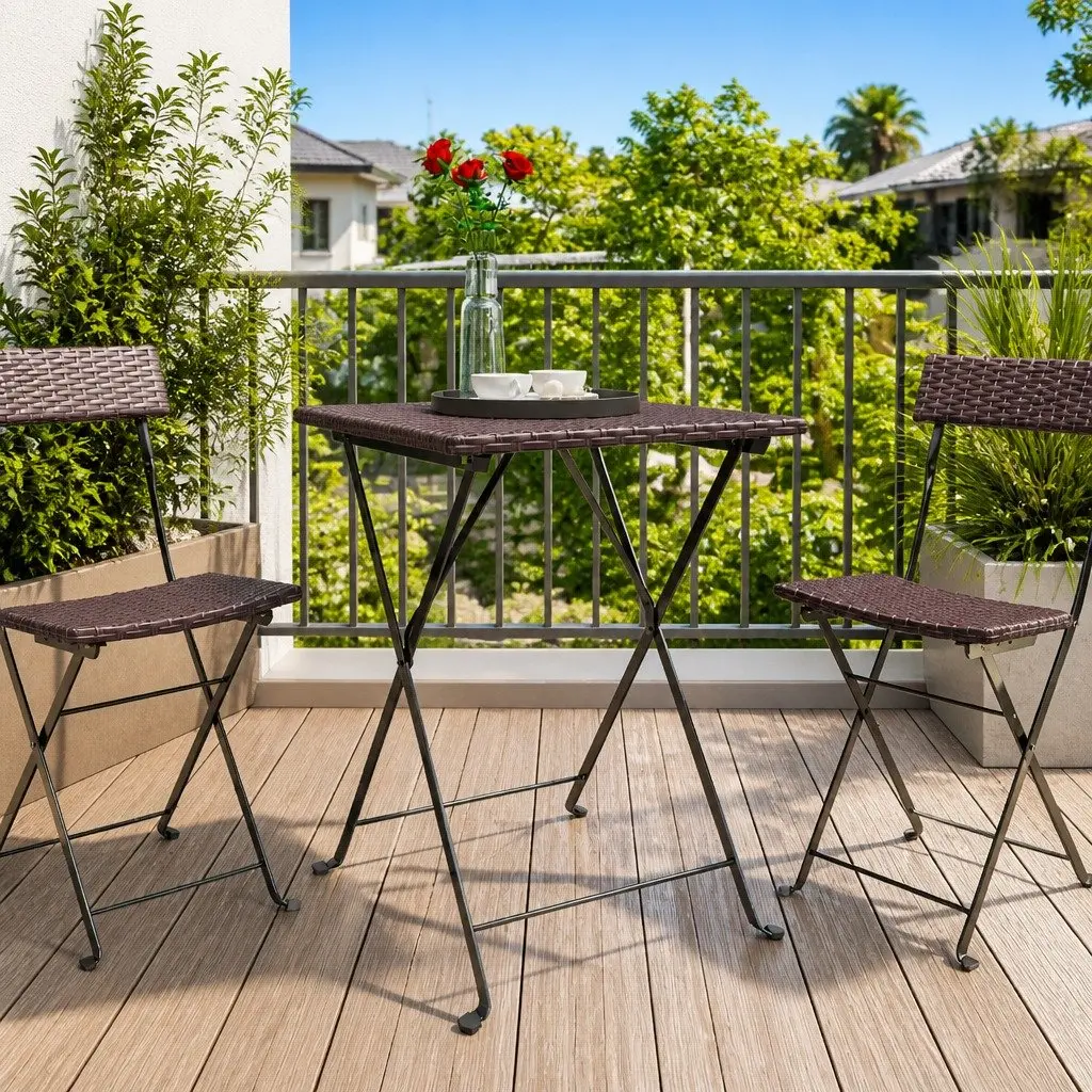Folding Bistro Table Outdoor Garden Patio Furniture Brown 55 x 54 x 71 cm