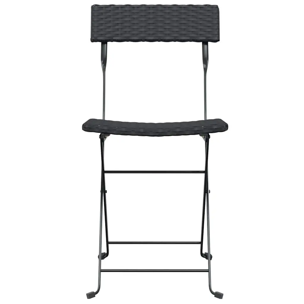 Folding Bistro Chair Outdoor Garden 2 Piece Set Poly Rattan Steel Frame