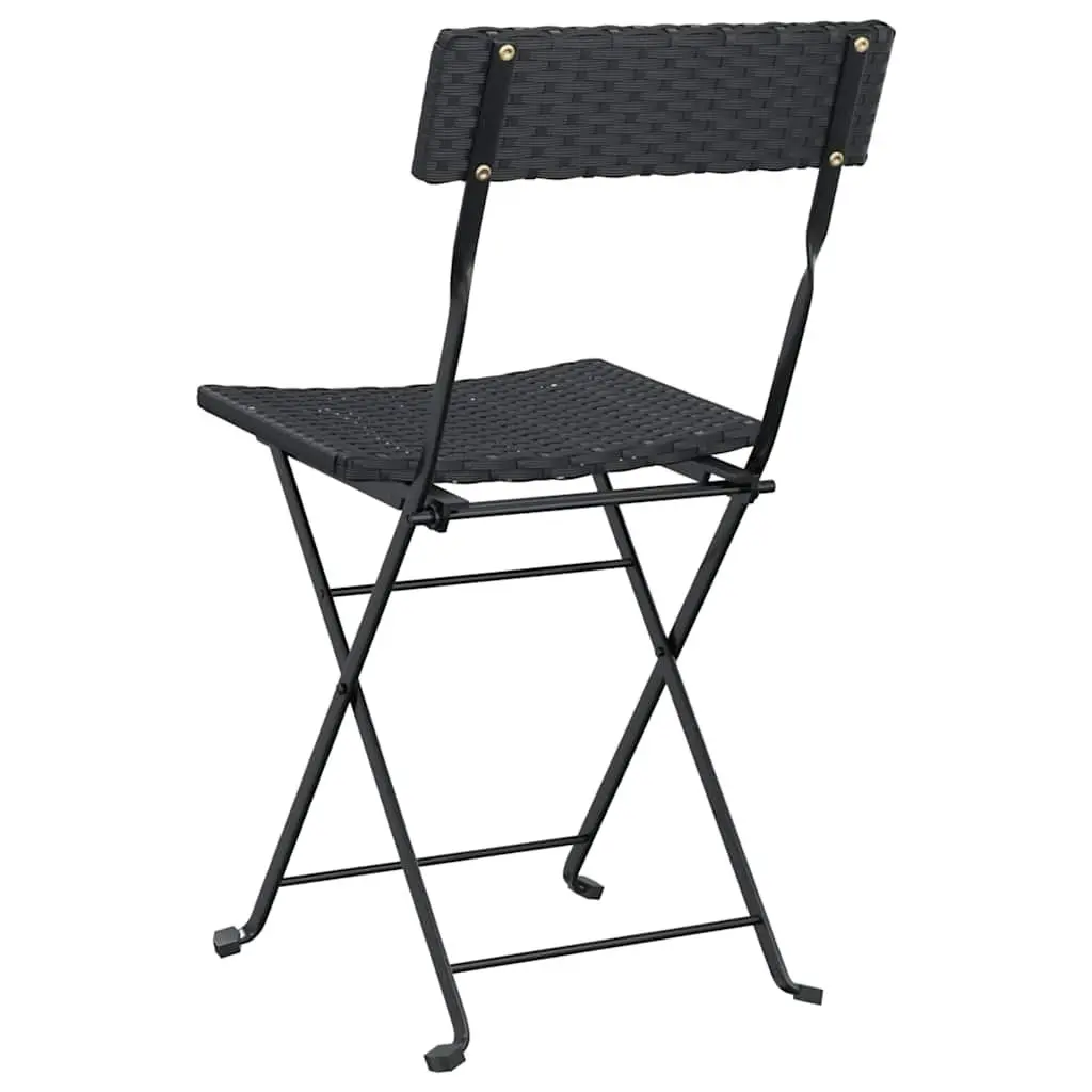 Folding Bistro Chair Outdoor Garden 2 Piece Set Poly Rattan Steel Frame