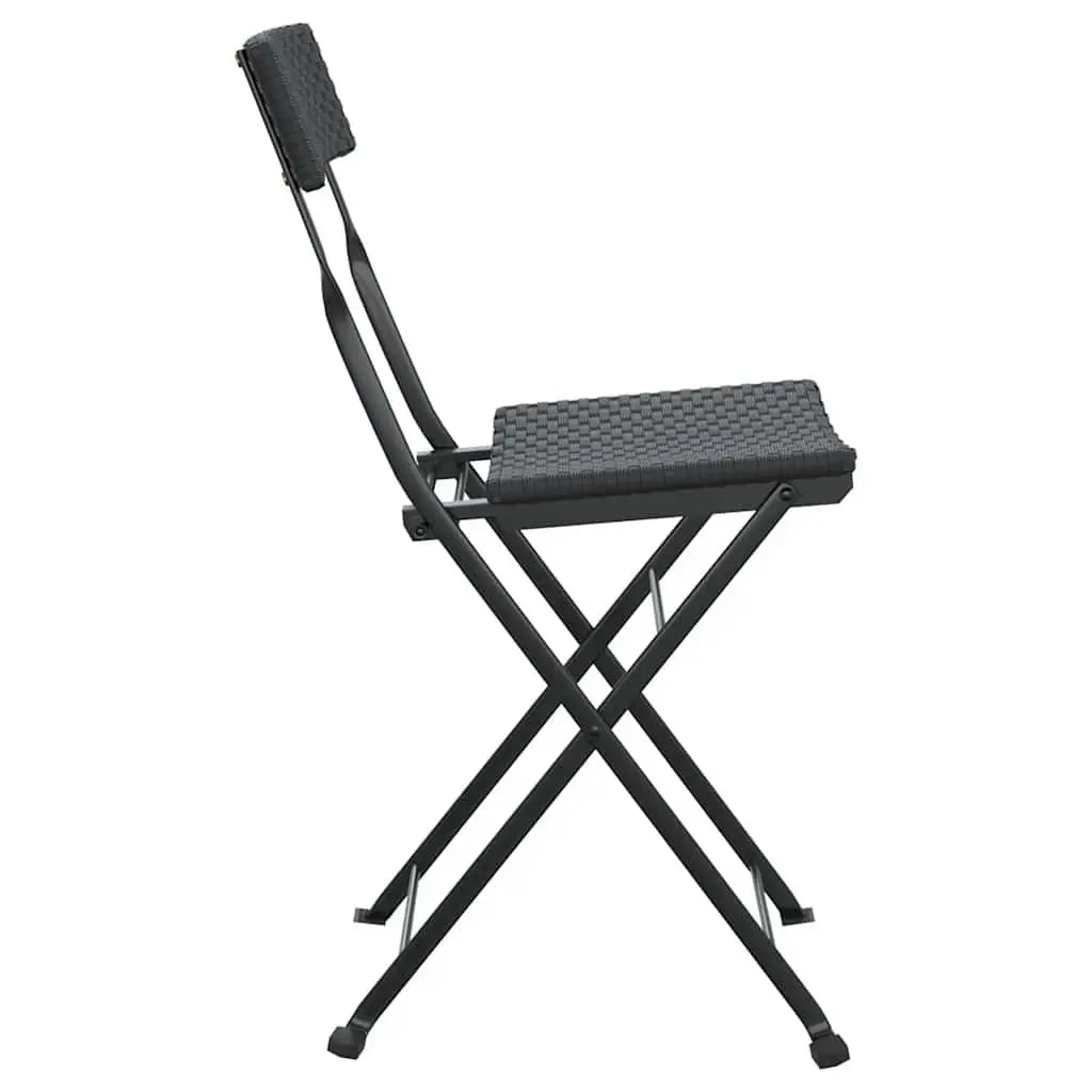 Folding Bistro Chair Outdoor Garden 2 Piece Set Poly Rattan Steel Frame