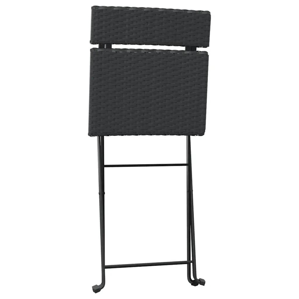 Folding Bistro Chair Outdoor Garden 2 Piece Set Poly Rattan Steel Frame