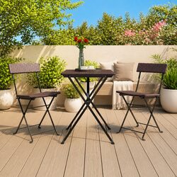 Folding Bistro Chairs - 2 Piece Set with Steel Frame