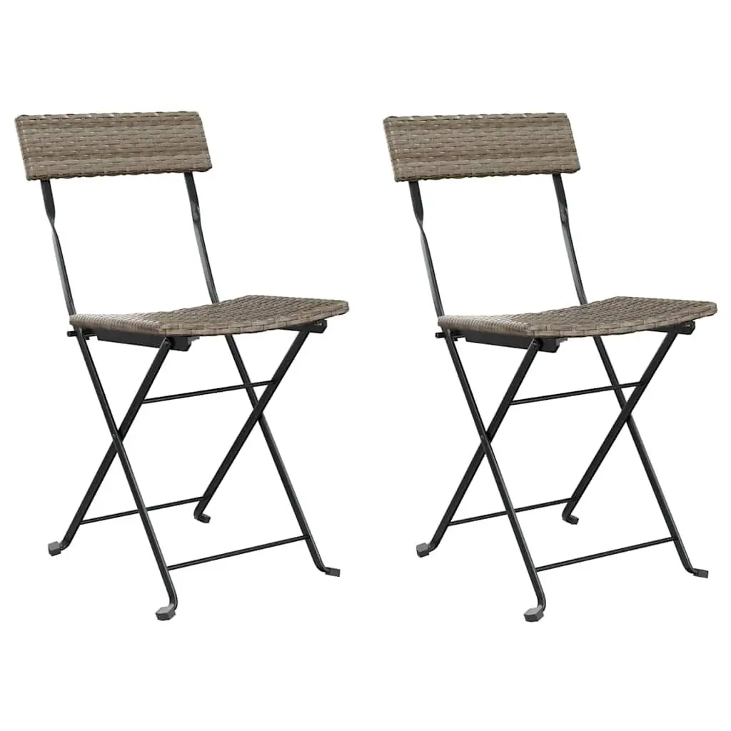 Folding Bistro Chairs Outdoor Garden Seating Grey 2 Piece