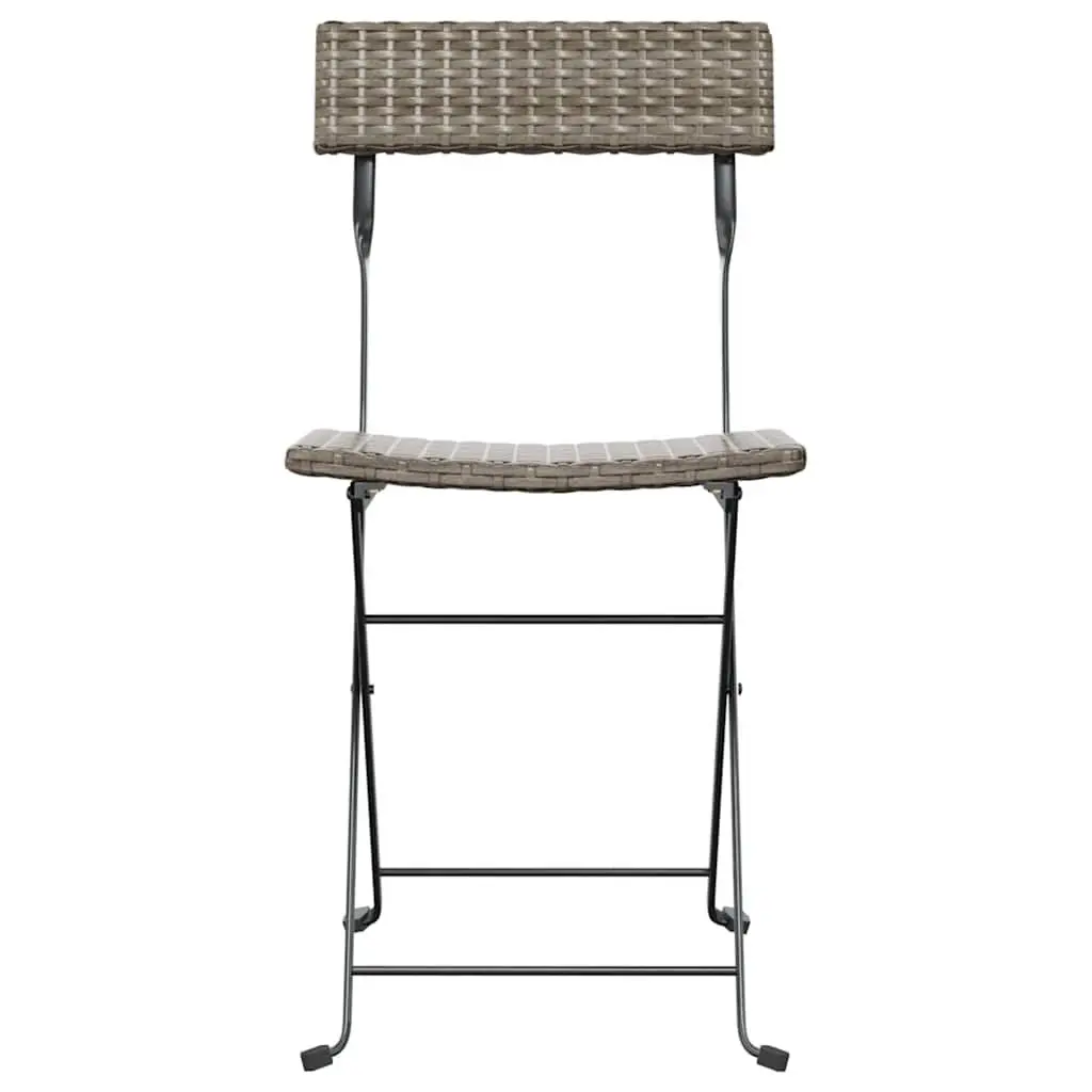 Folding Bistro Chairs Outdoor Garden Seating Grey 2 Piece