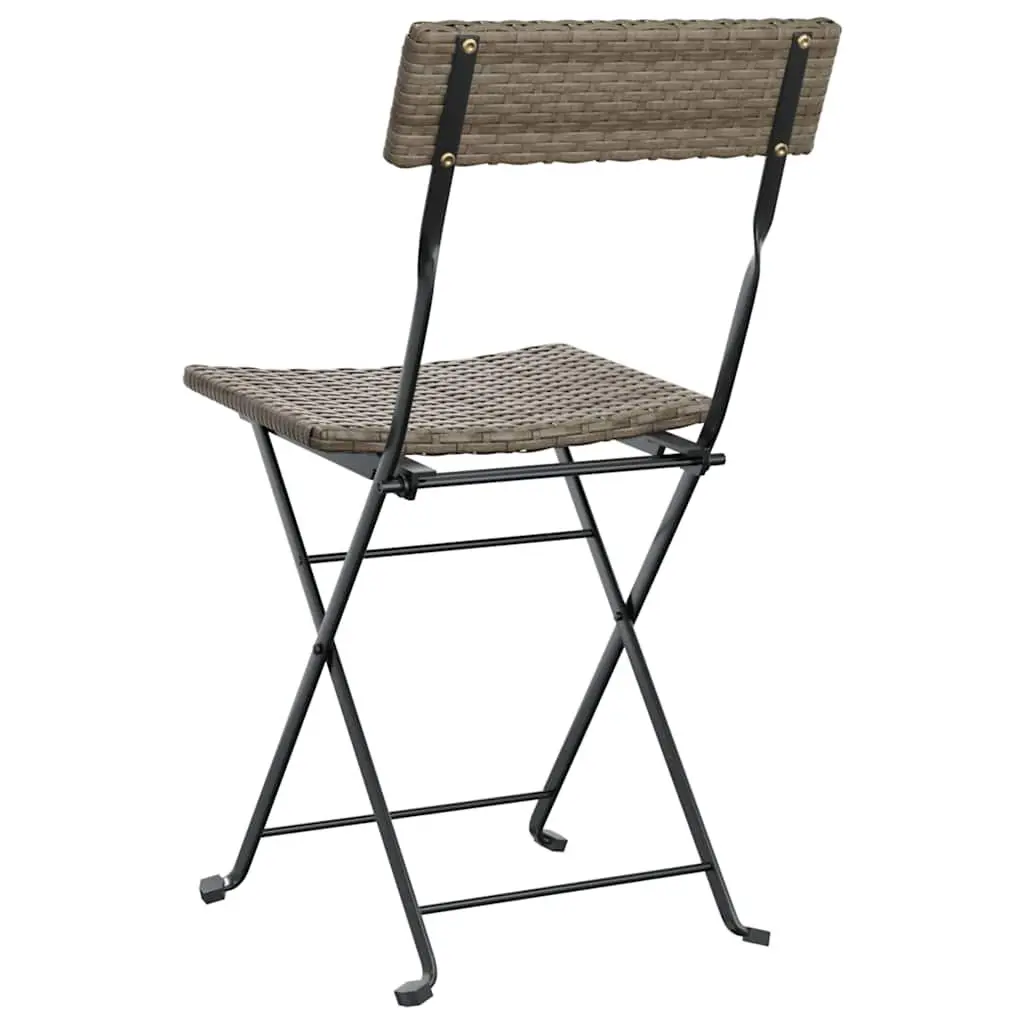 Folding Bistro Chairs Outdoor Garden Seating Grey 2 Piece