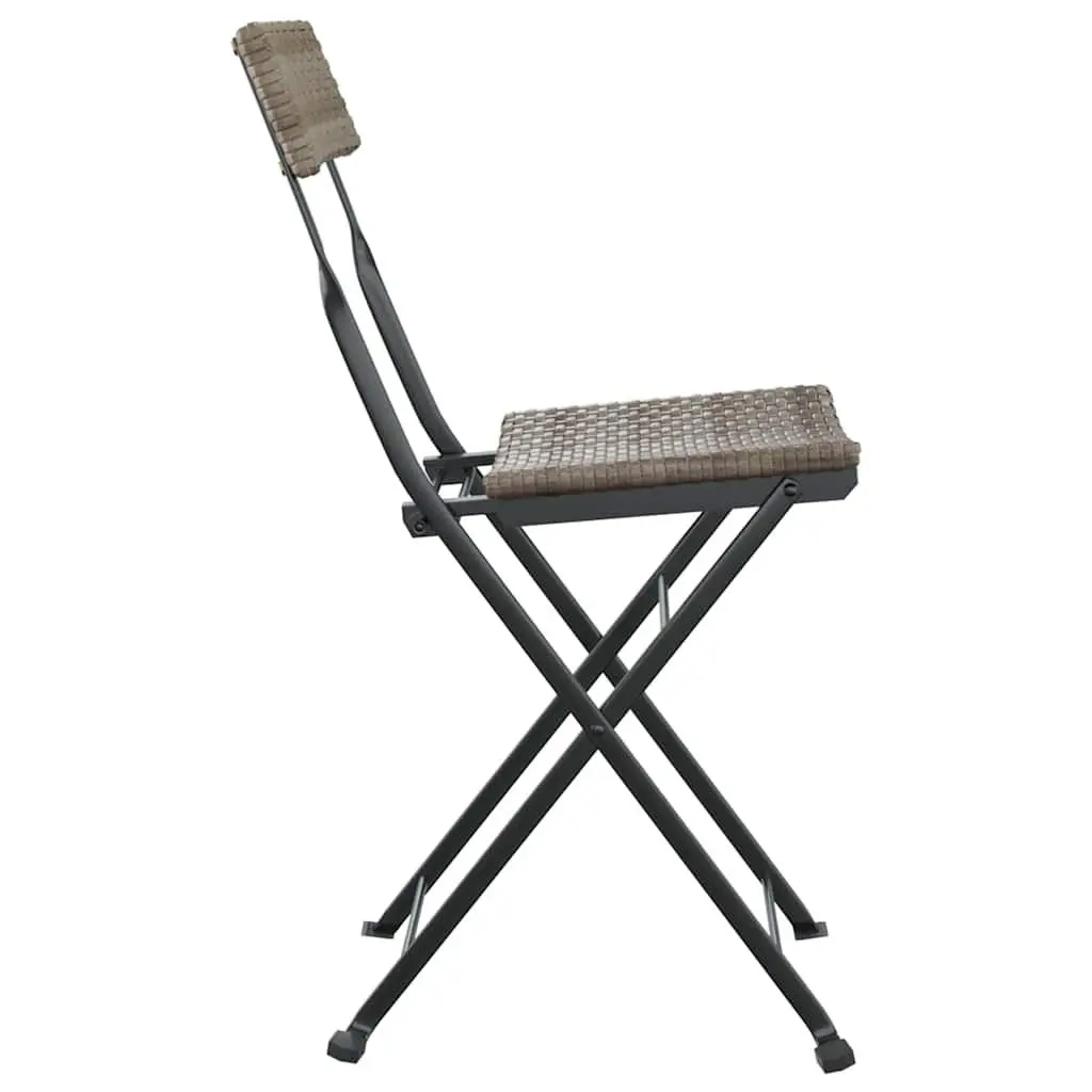 Folding Bistro Chairs Outdoor Garden Seating Grey 2 Piece