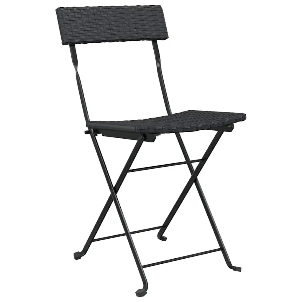 3 Piece Folding Bistro Set Black Outdoor Garden Patio Dining Furniture Rattan