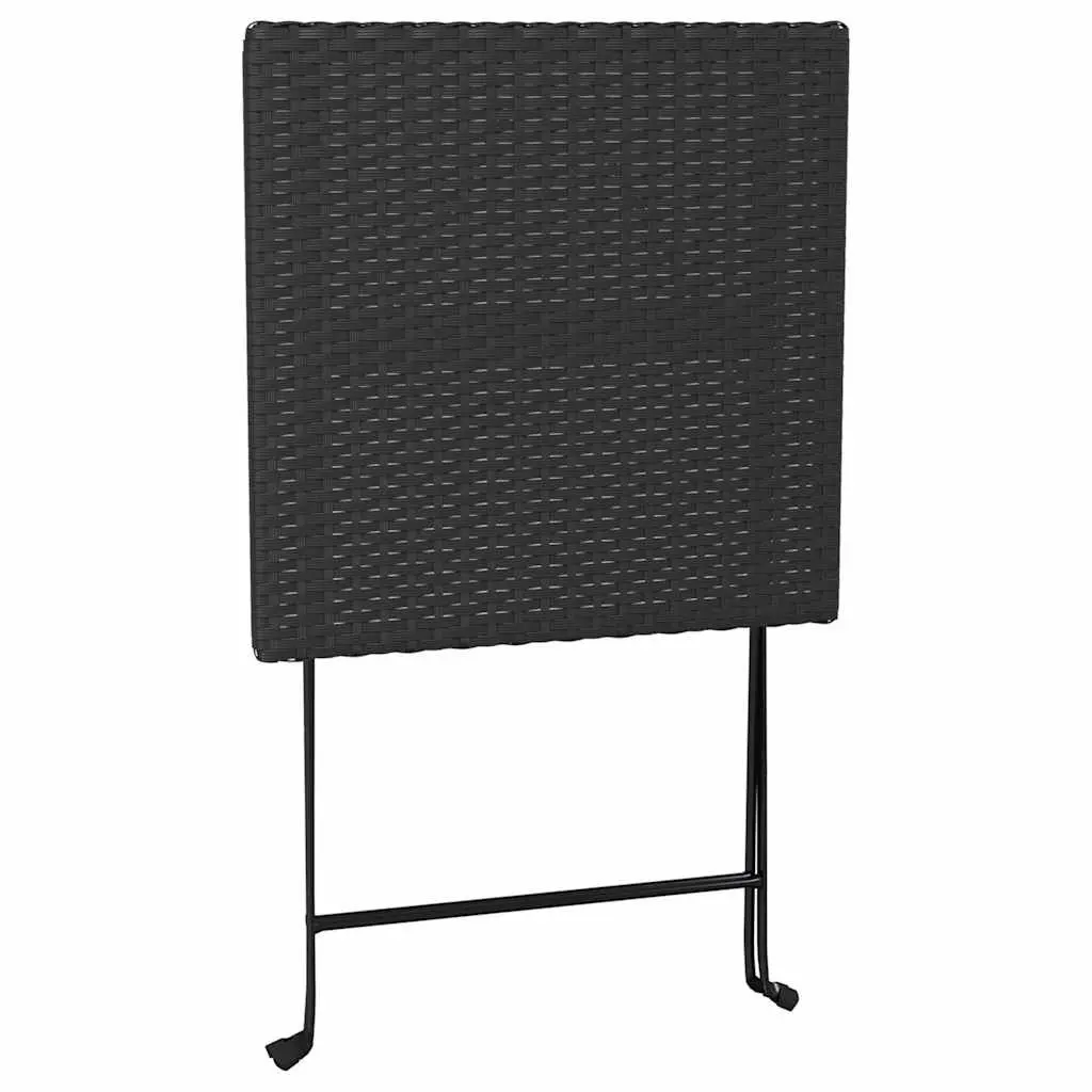 3 Piece Folding Bistro Set Black Outdoor Garden Patio Dining Furniture Rattan