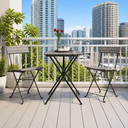 Folding Bistro Set: 3 Piece Grey Outdoor Dining Essentials