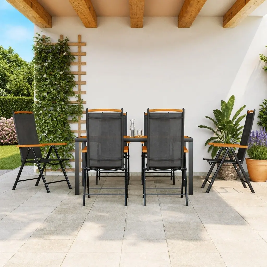 7 Piece Black Garden Dining Set