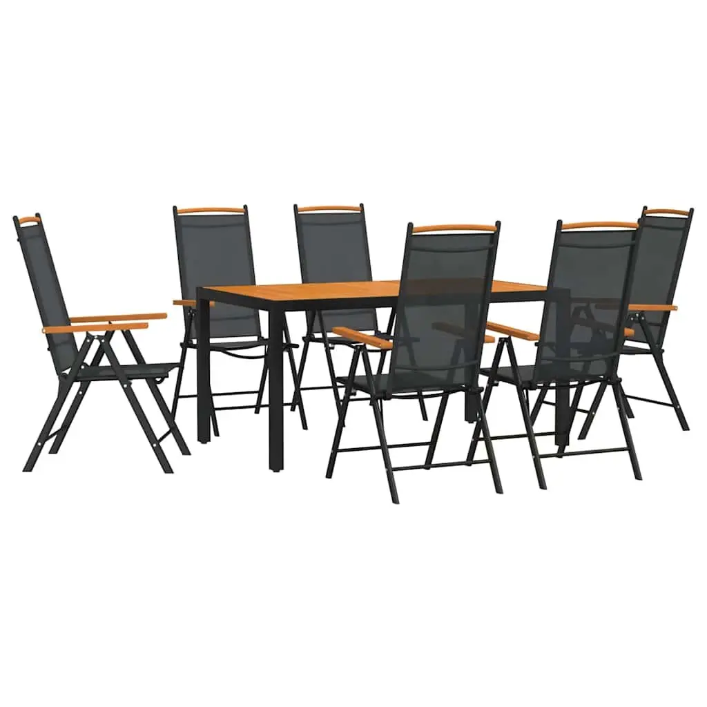 7 Piece Black Garden Dining Set