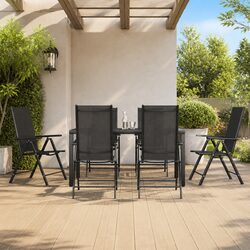 7 Piece Garden Dining Set: Black Aluminium Frame & WPC Tabletop