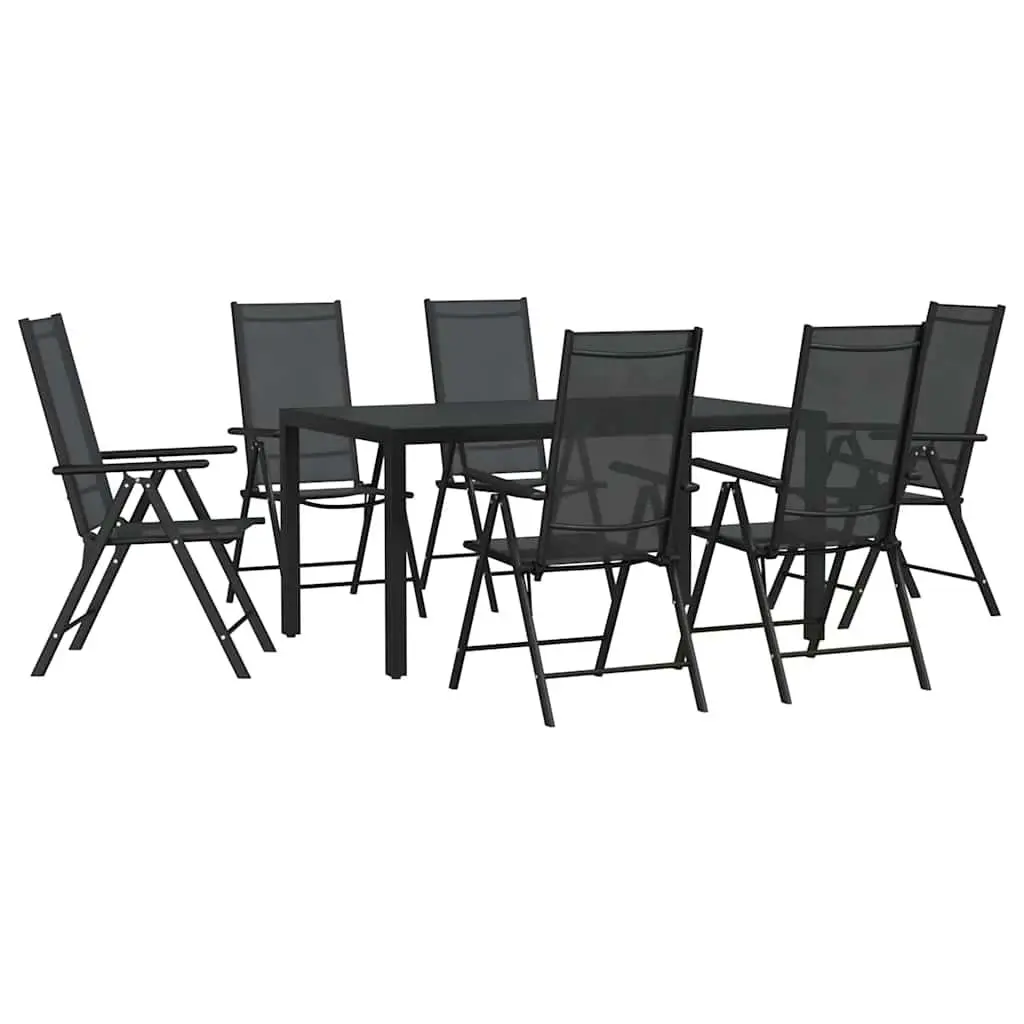 7 Piece Garden Dining Set Black Outdoor Furniture Patio Table Chairs