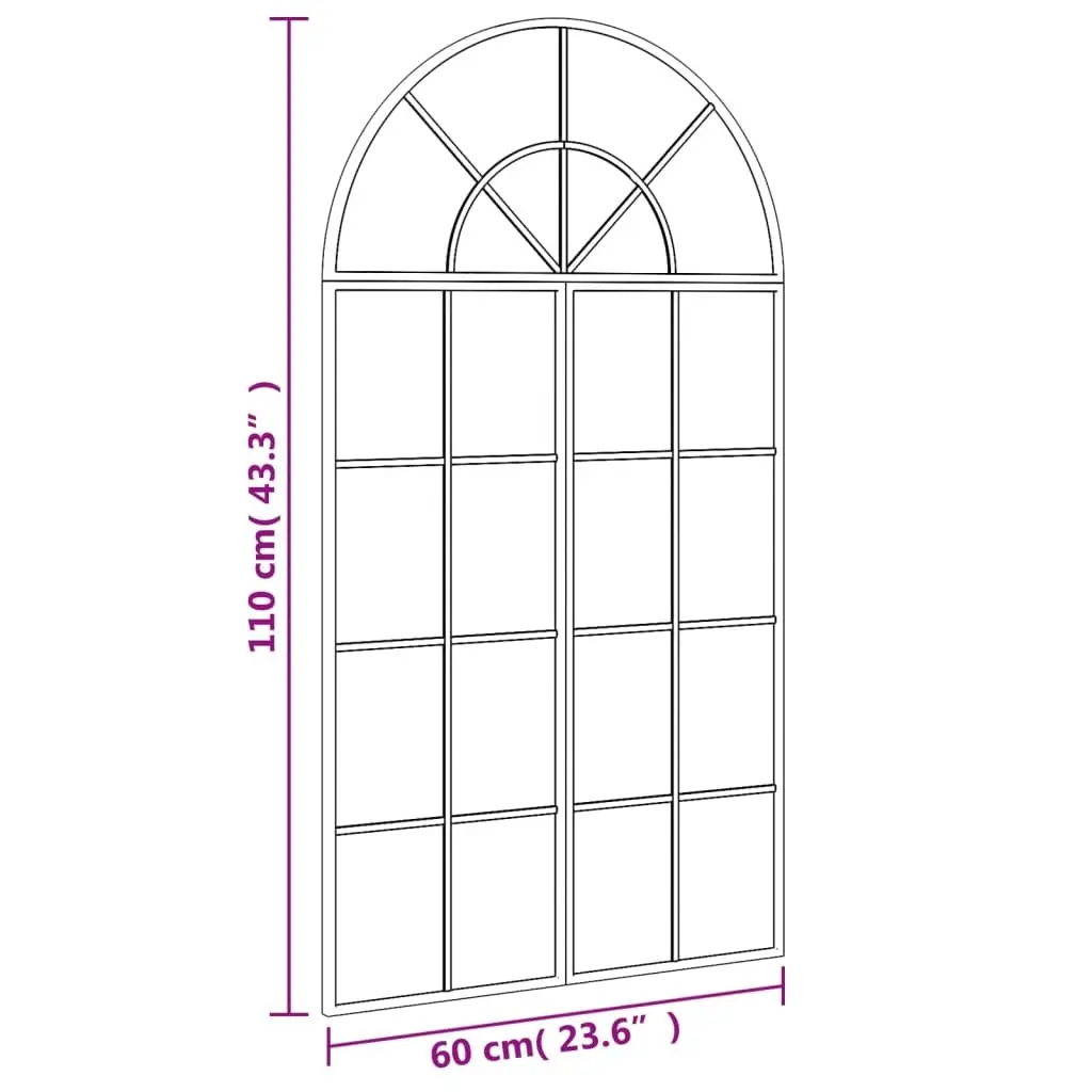 Black Arch Wall Mirror 60x110 cm Iron Frame Minimalist Home Decor Hanging