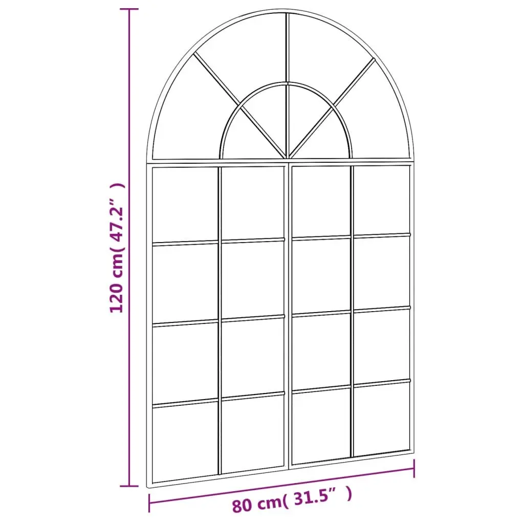 Wall Mirror for Home Decor Arch Black 80x120 cm