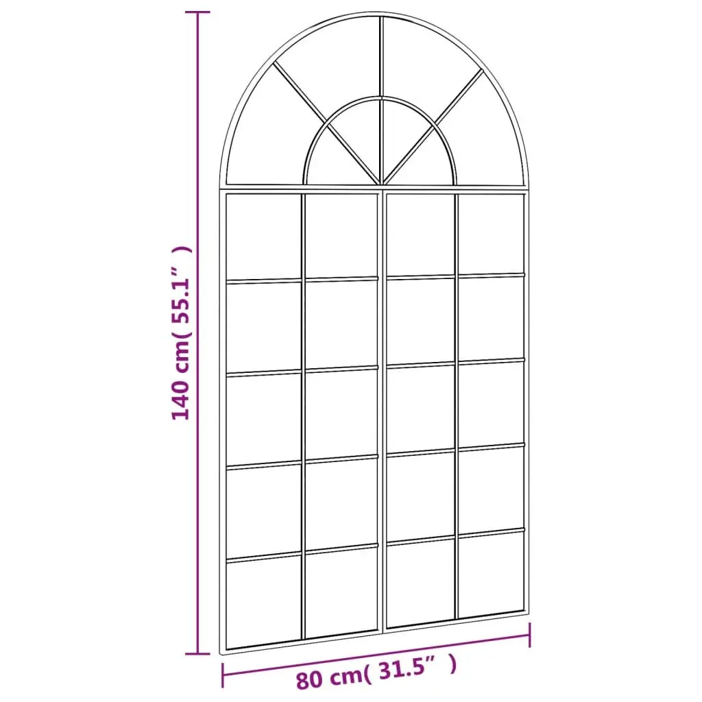 Black Iron Arch Wall Mirror 80x140 cm