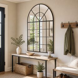 Wall Mirror Specifications: Black Arch Iron Frame 100x130 cm
