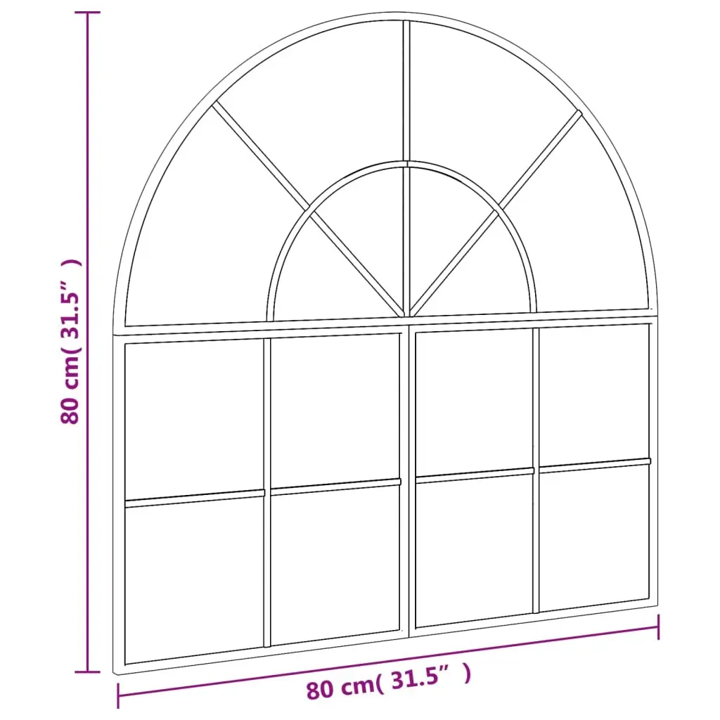 Arch Iron Frame Wall Mirror Black 80x80cm for Bathroom Bedroom Living Room Decor