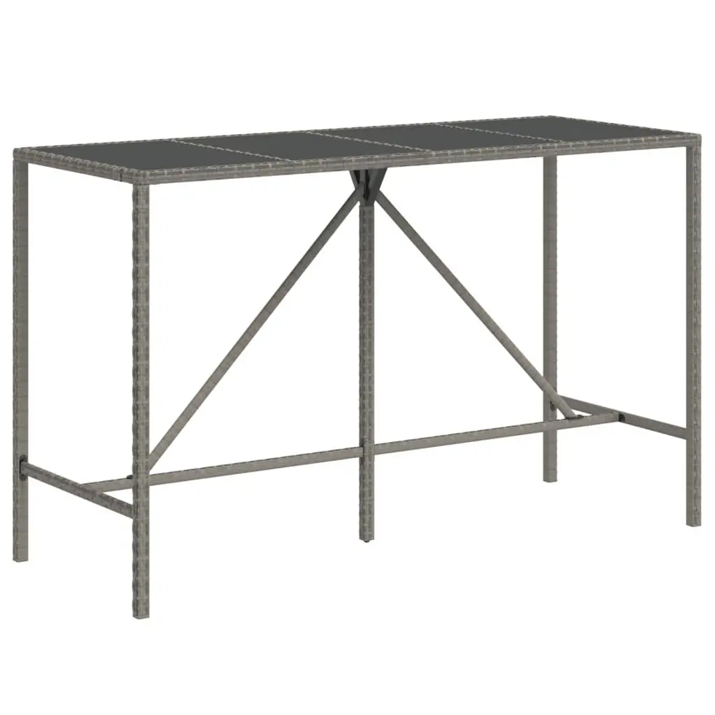 Garden Bar Set 7 Piece Outdoor Patio Furniture with Cushions Grey Rattan Stools