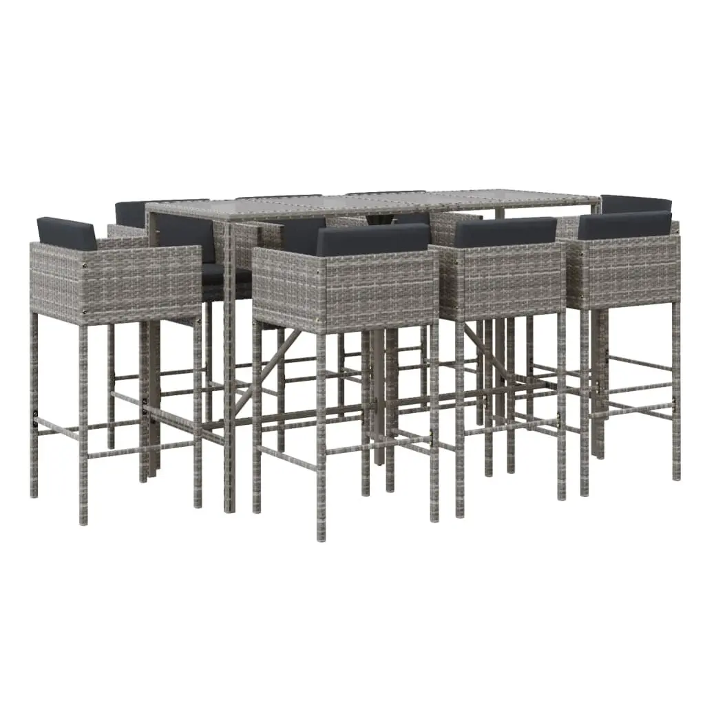 9 Piece Outdoor Bar Set with Cushions