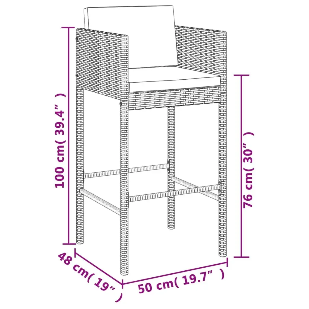9 Piece Outdoor Bar Set with Cushions