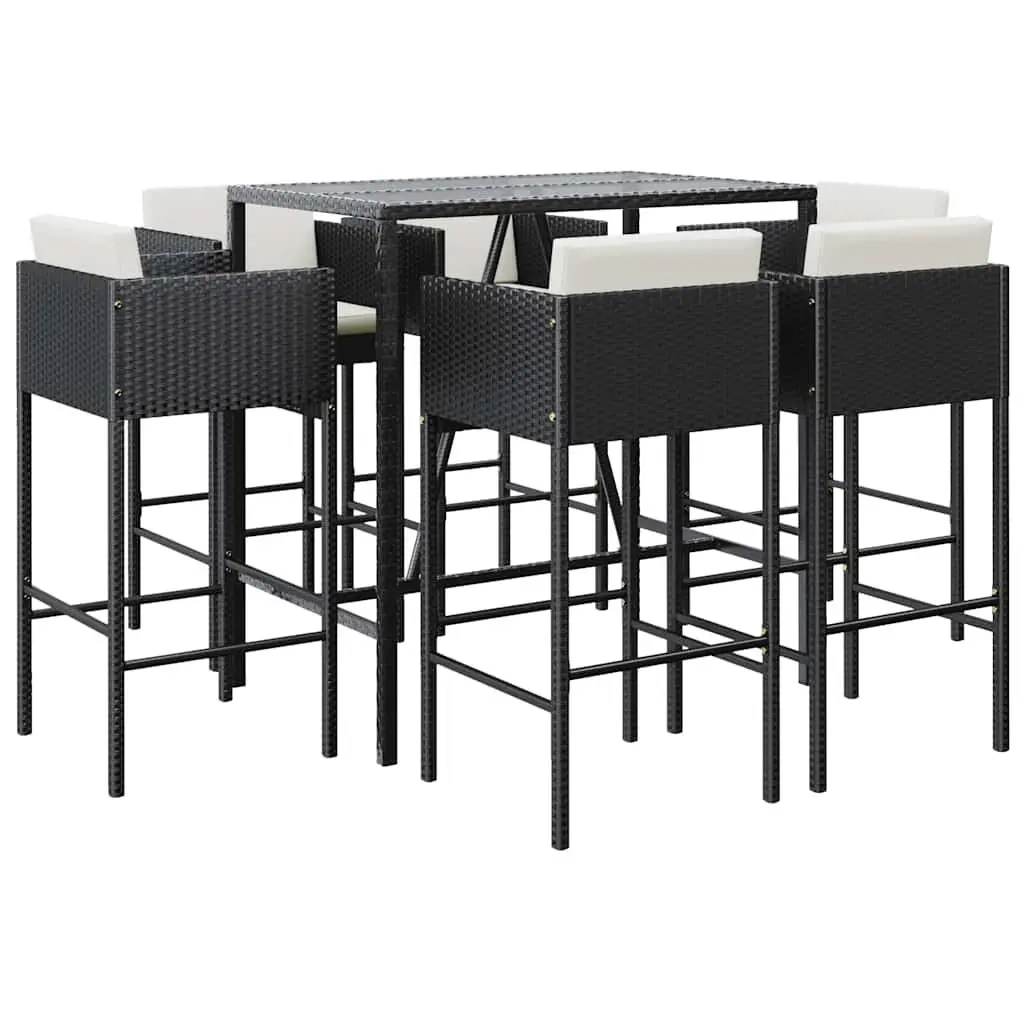 Garden Bar Set Outdoor Use 7 Piece Cushioned Seating Patio Stool Table