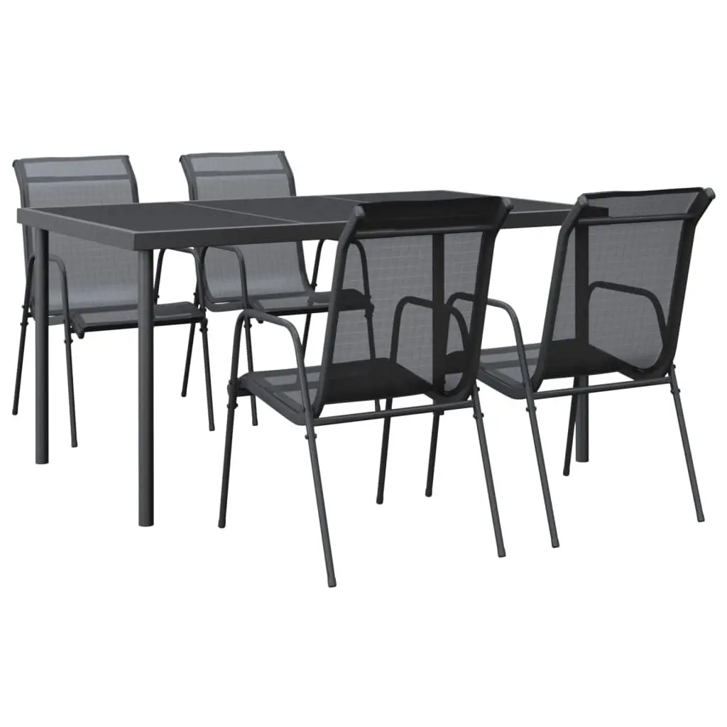 5 Piece Black Steel Outdoor Set