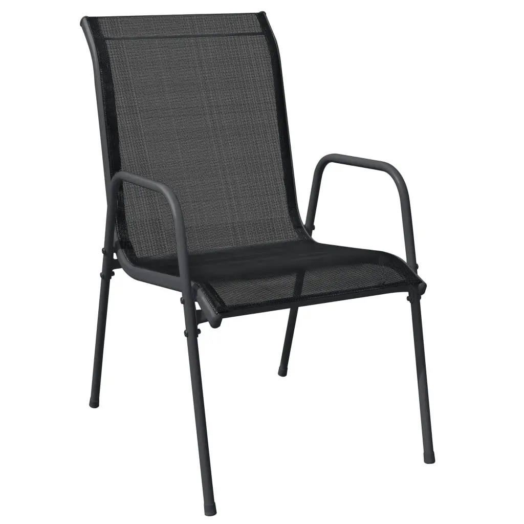 Garden Dining Set Outdoor Patio 5 Piece Black Steel Textilene Chairs