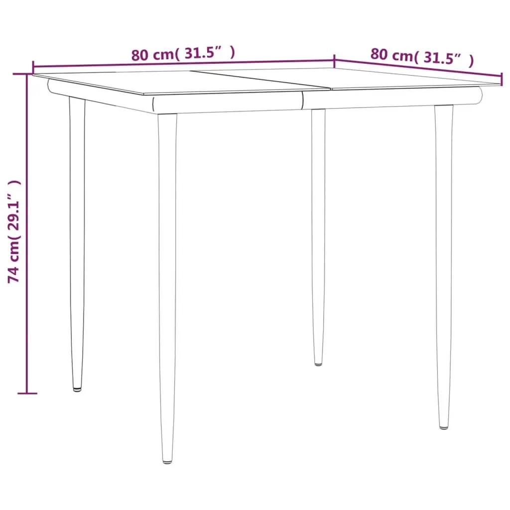 Garden Dining Set Outdoor Patio 5 Piece Black Steel Textilene Chairs