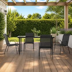 5-Piece Outdoor Dining Set: Steel Frame and Textilene Chairs