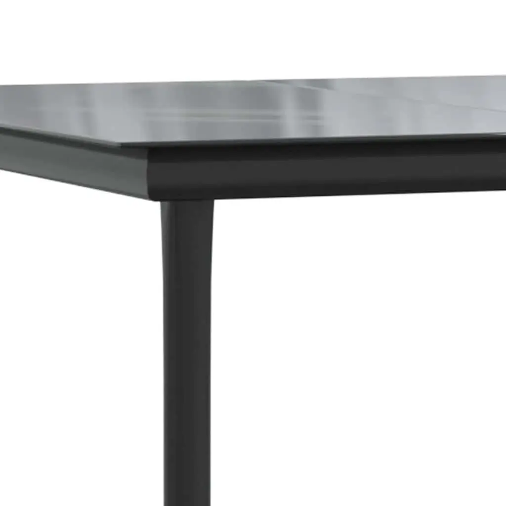 Outdoor Dining Set 7 Piece Patio Furniture Black Steel Table and Chairs for Garden