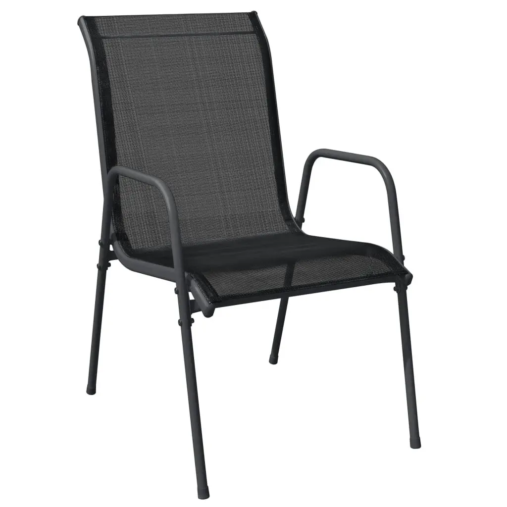 Garden Dining Set Outdoor Use 3 Piece Black Steel Textilene Armchairs