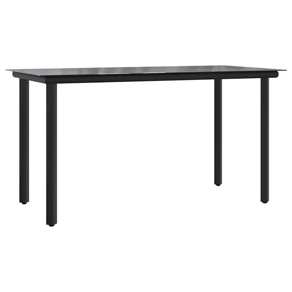 Garden Dining Set Outdoor Use 5 Piece Black Steel Textilene Chairs Table