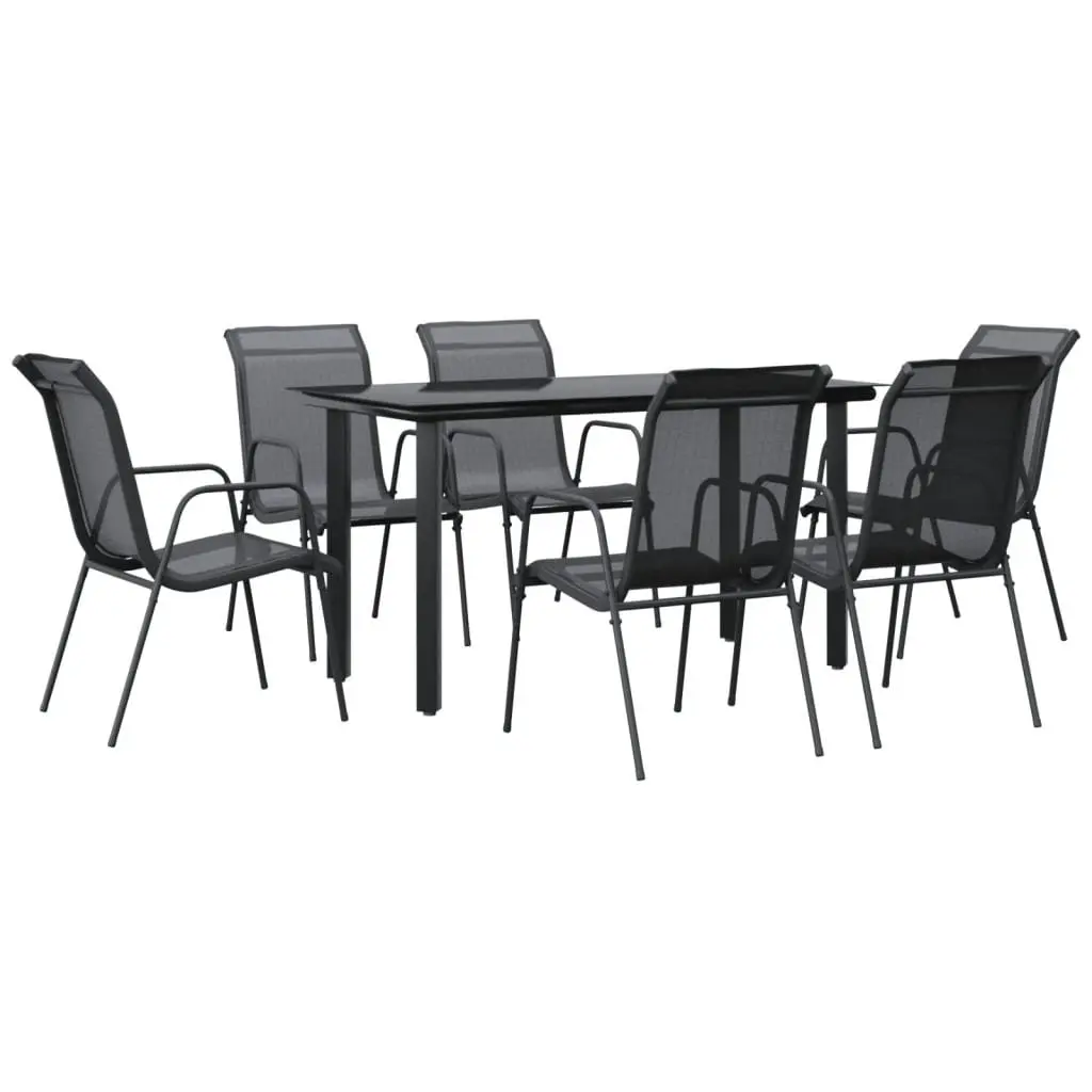 7-Piece Outdoor Dining Set in Black