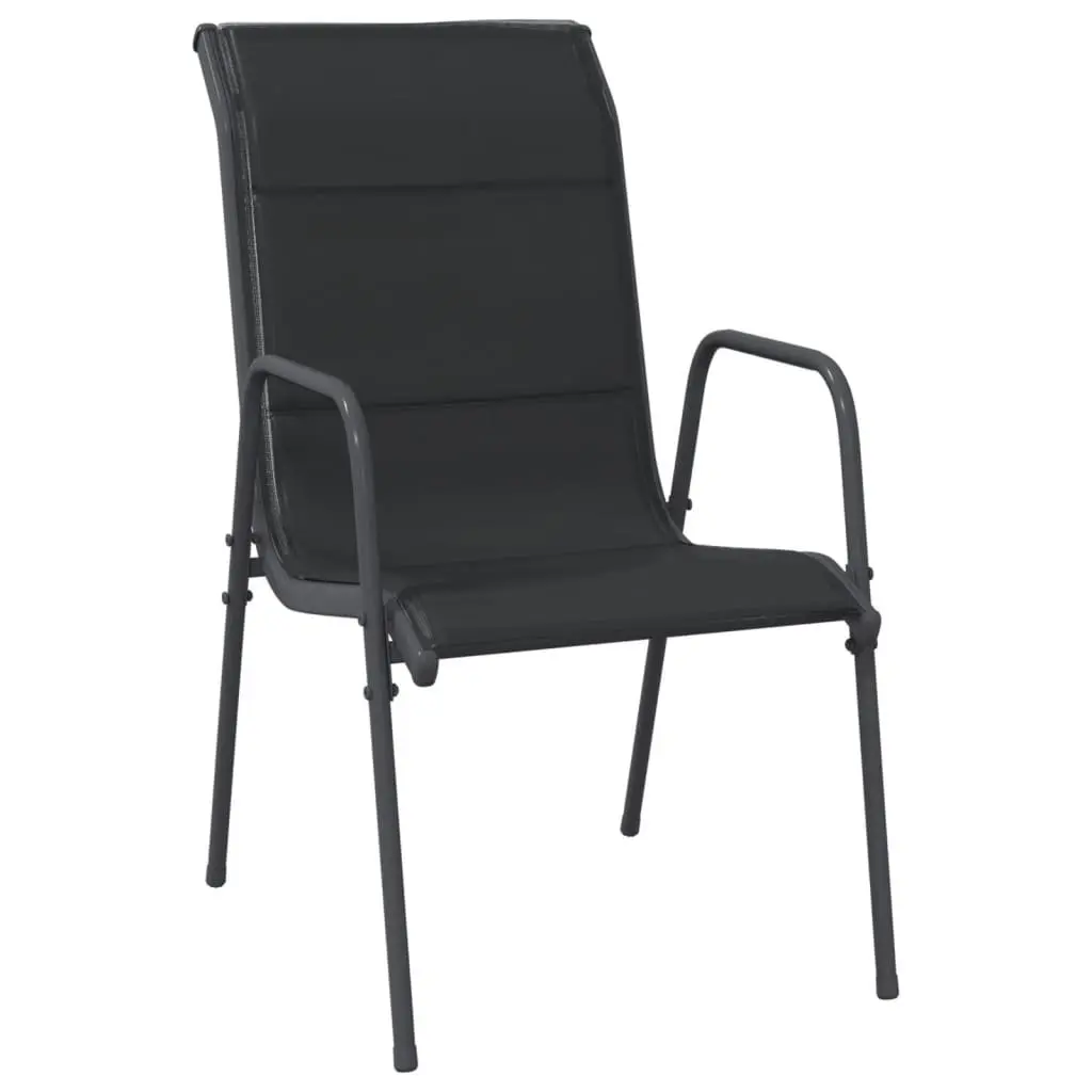 5-Piece Garden Dining Set with Black Steel and Textilene