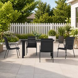 Specifications for 5-Piece Black Steel Garden Dining Set
