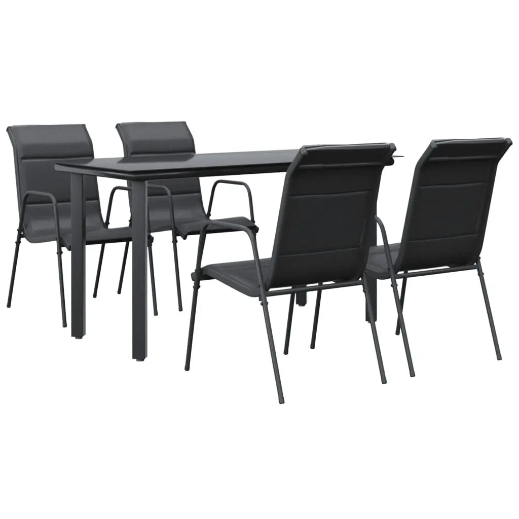 5-Piece Black Steel Garden Dining Set