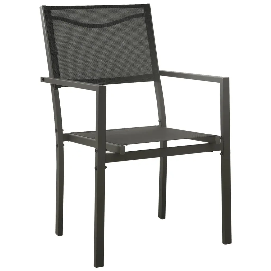 7 Piece Garden Dining Set Black Steel Textilene Outdoor Furniture Patio Table