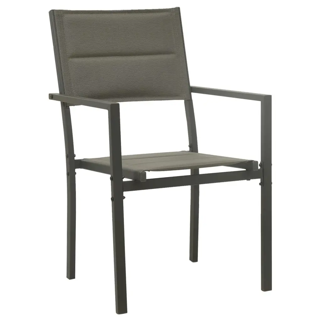 Garden Dining Set Outdoor Furniture 3 Piece Black Steel Textilene Chairs Table