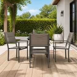 5-Piece Garden Dining Set: Steel Frame & Textilene Chairs