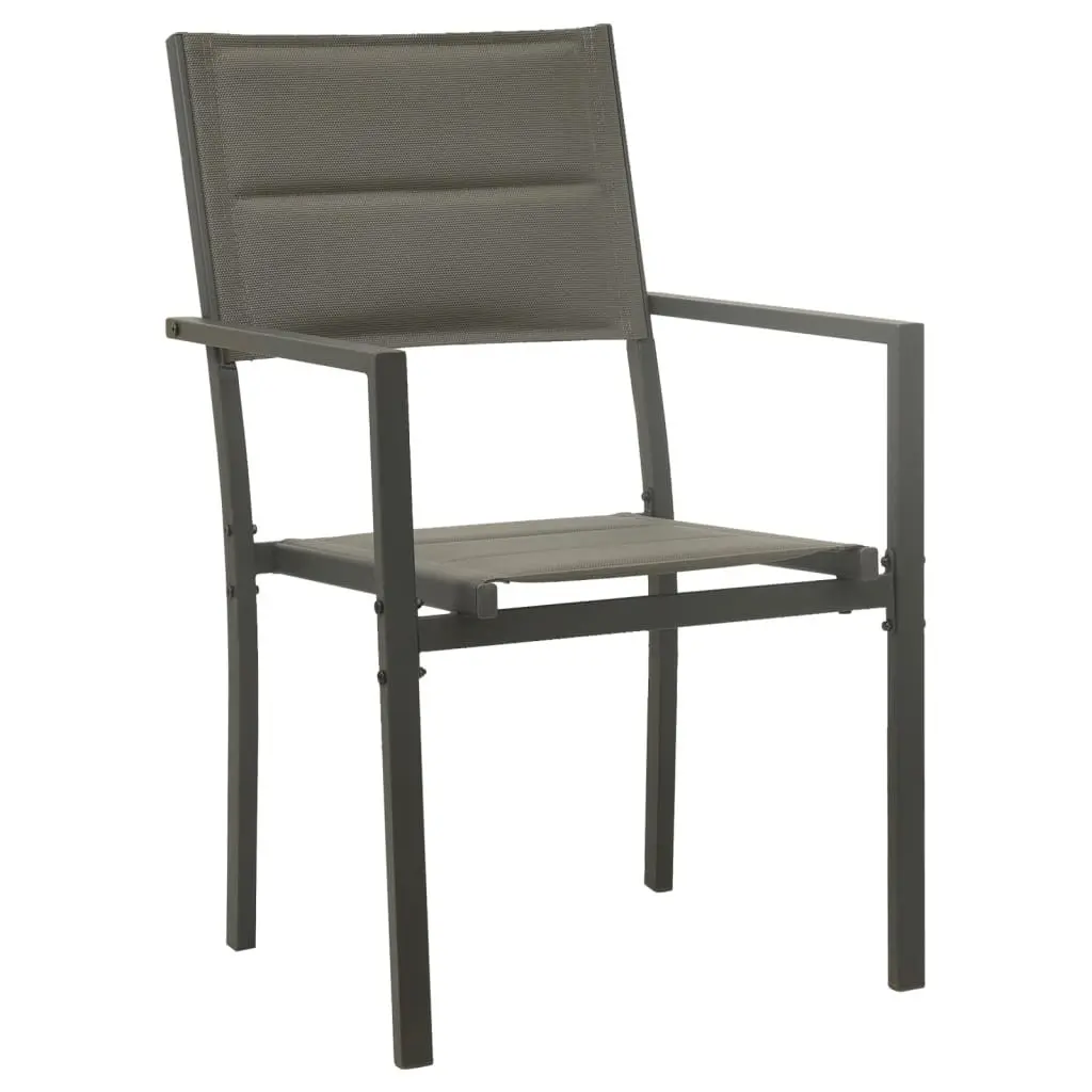 Garden Dining Set Outdoor Patio 5 Piece Black Steel Textilene Chairs Table