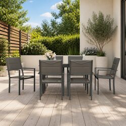7-Piece Garden Dining Set: Steel Frame & Textilene Chairs