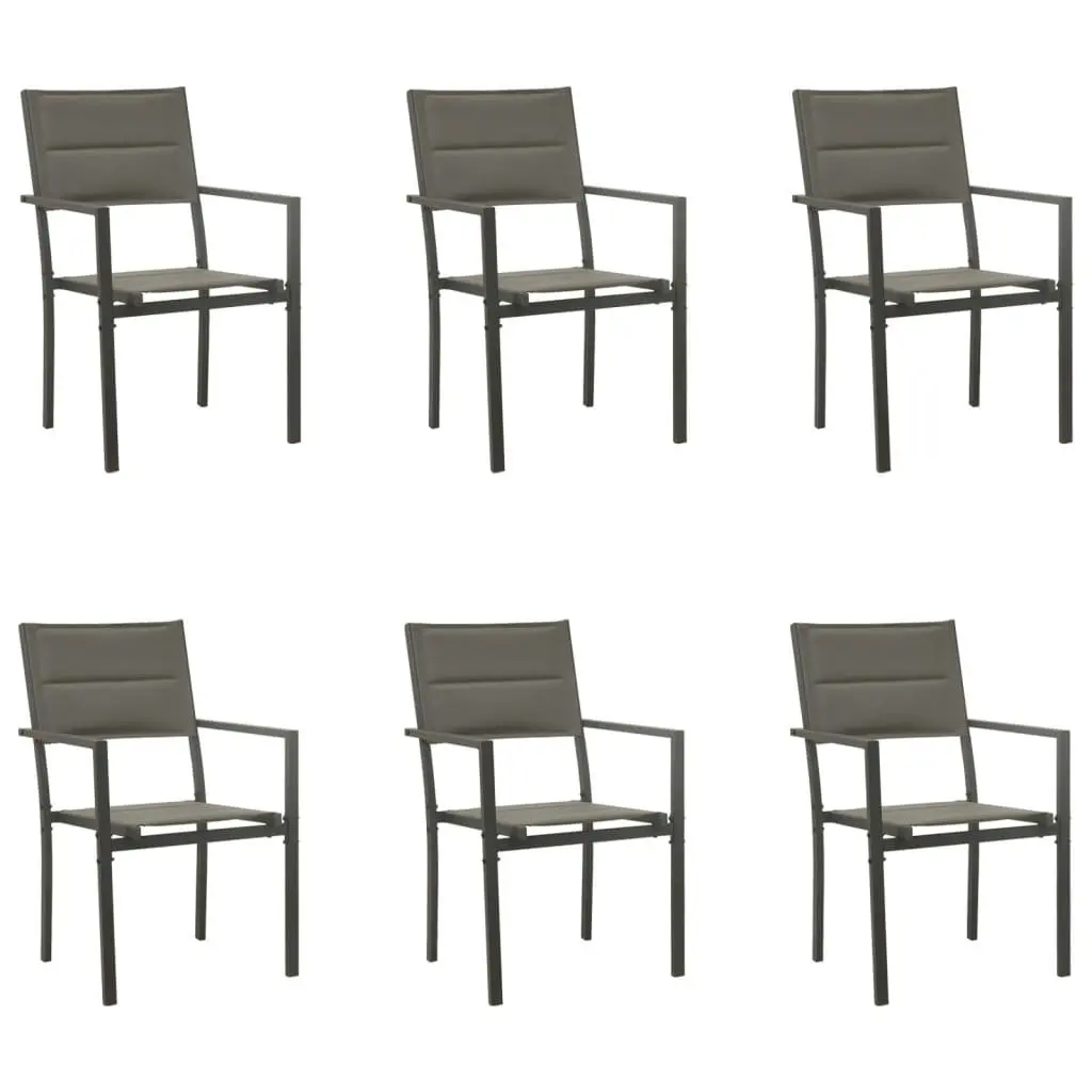 Garden Dining Set Outdoor Use 7 Piece Black Steel Textilene Chairs Table