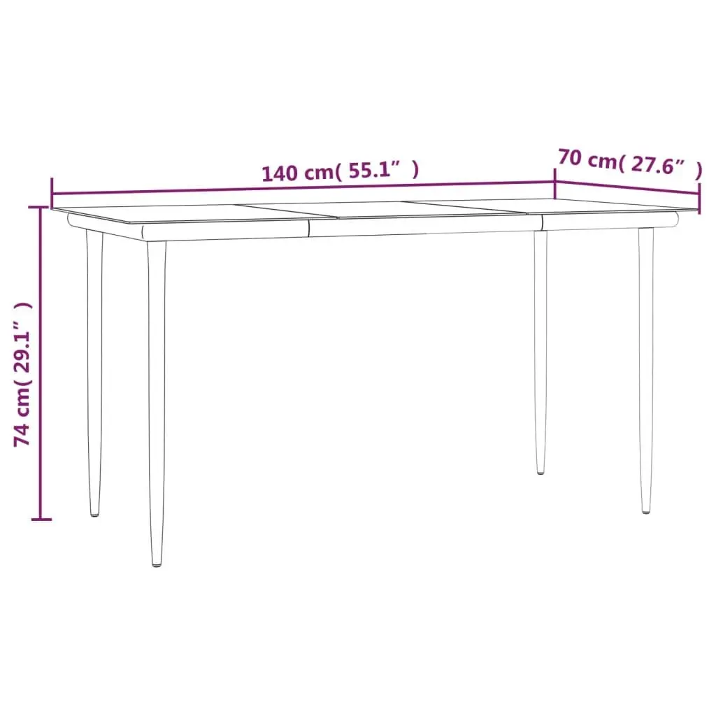 Garden Dining Set Outdoor Use 7 Piece Black Steel Textilene Chairs Table