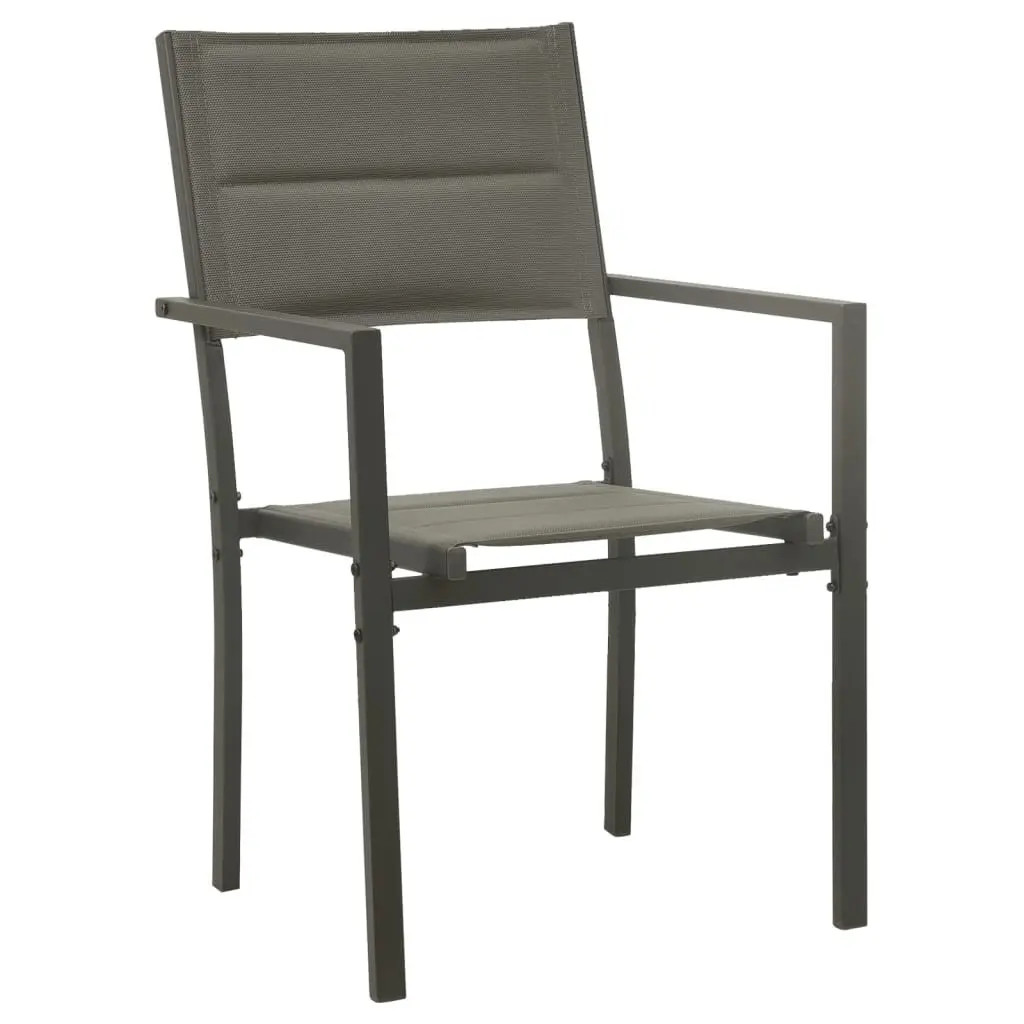 Outdoor Garden Dining Set 5 Piece Patio Black Steel Textilene Chairs Table