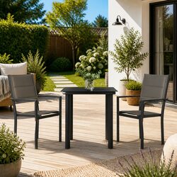 3-Piece Black Steel Garden Dining Set Specifications