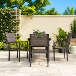 5-Piece Garden Dining Set: Steel Frame & Glass Table