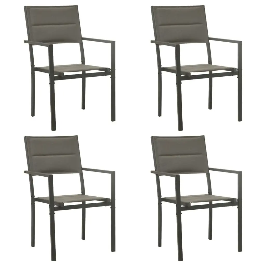 Garden Dining Set Outdoor Furniture 5 Piece Black Steel Textilene Chairs Table