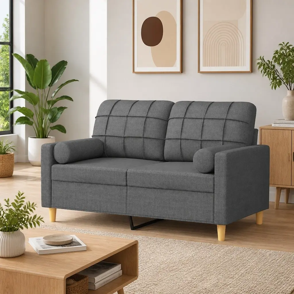 Grey Fabric 2-Seater Sofa